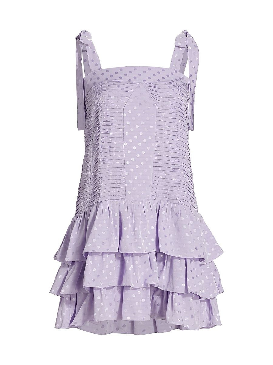 Women's Virginia Polka-Dot Pleated Minidress - Bright Lilac - Size Large