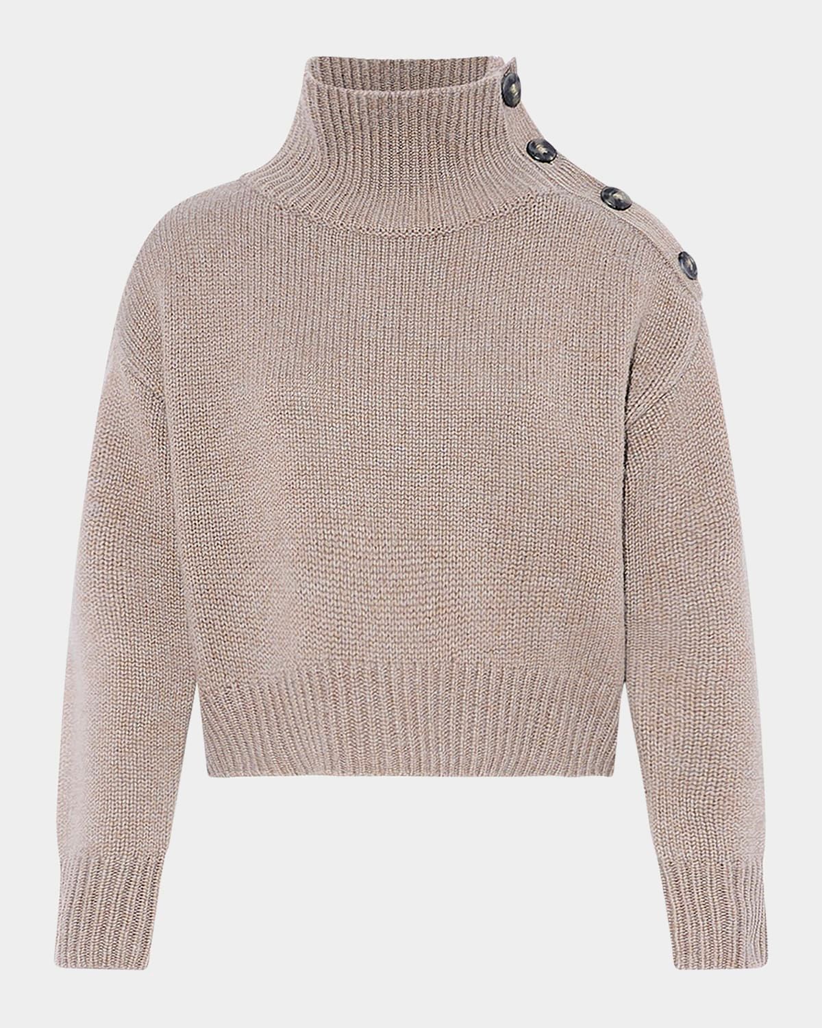 Buttoned Wool-Cashmere Sweater