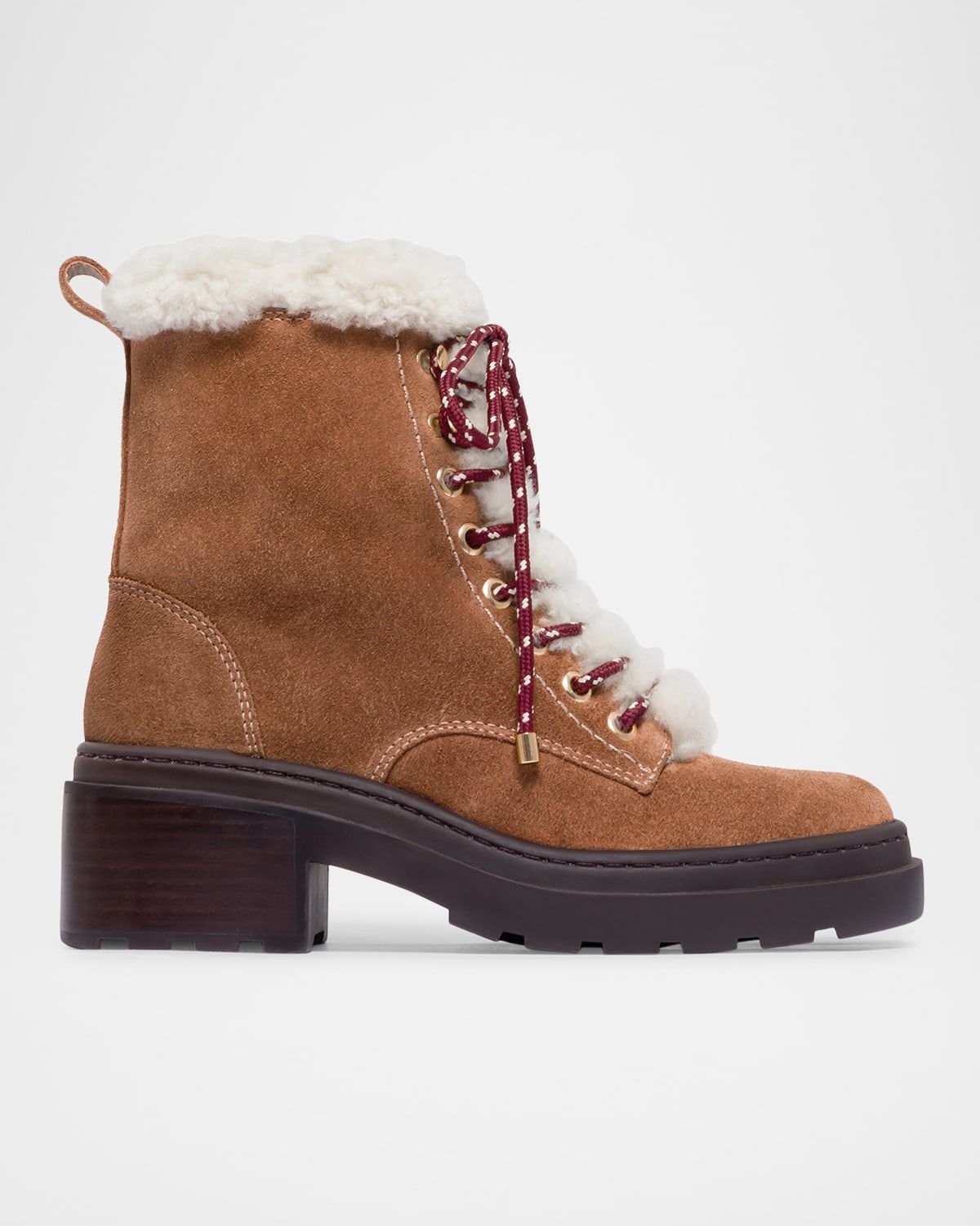 North Suede Shearling-Trim Hiker Boots