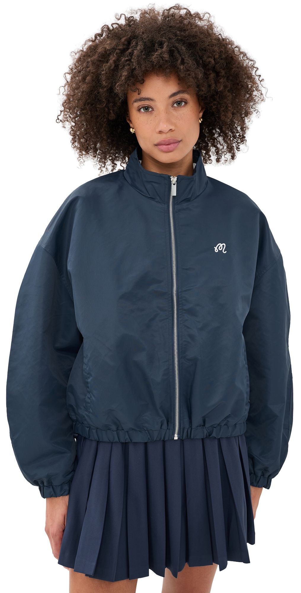 Malbon Delphine Script Bomber Jacket Navy M
