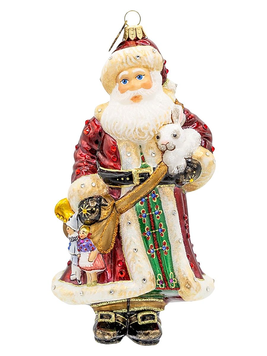 Santa's Arm Full Of Gifts Glass Ornament