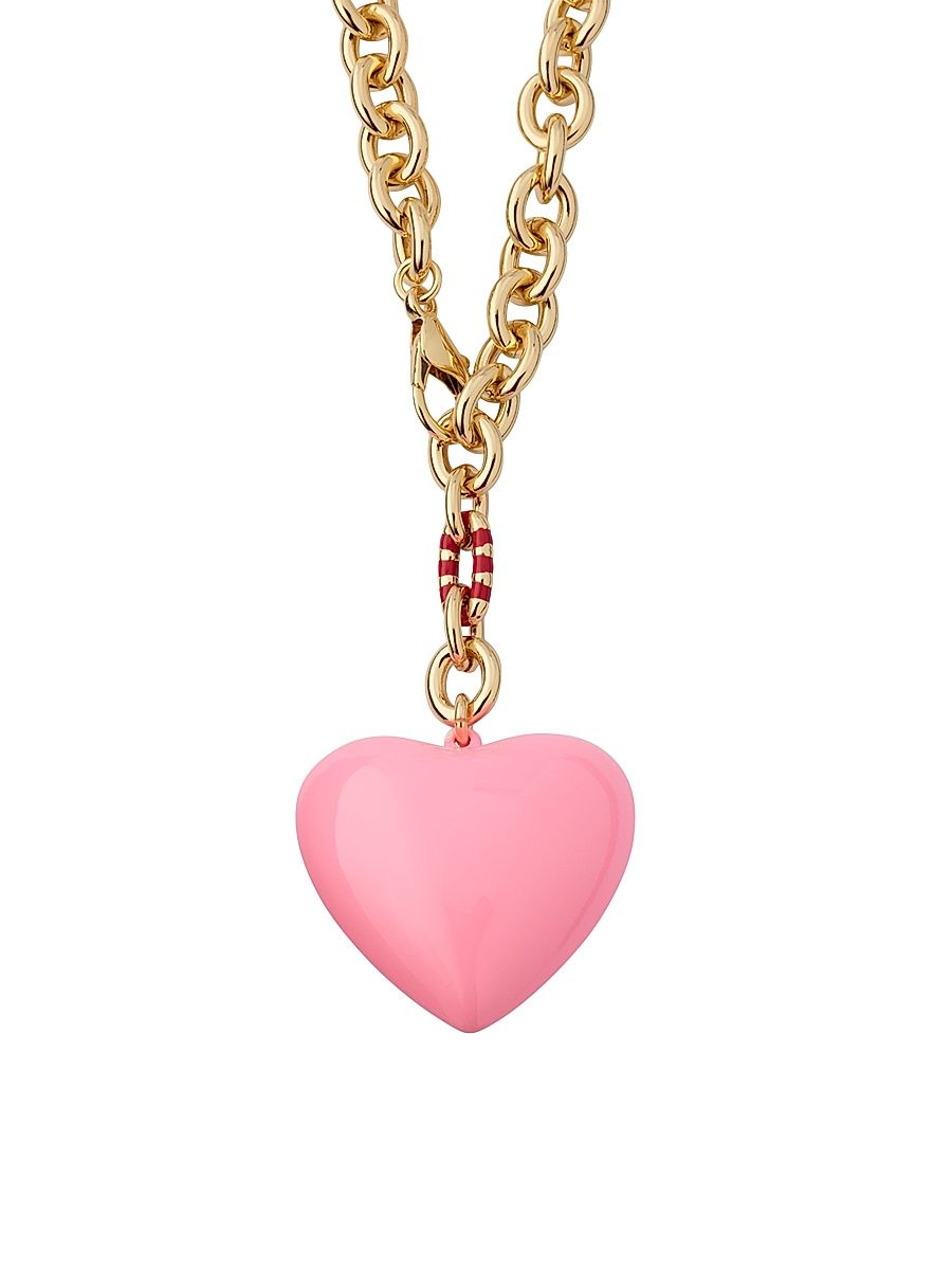 Women's The Happy Heart Goldtone & Enamel Necklace - Pink