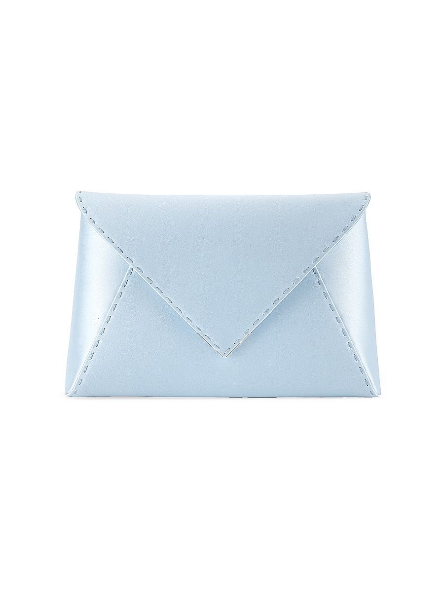 Women's Lee Pouchet Large Satin with Silver Hardware Clutch - Glacier Blue