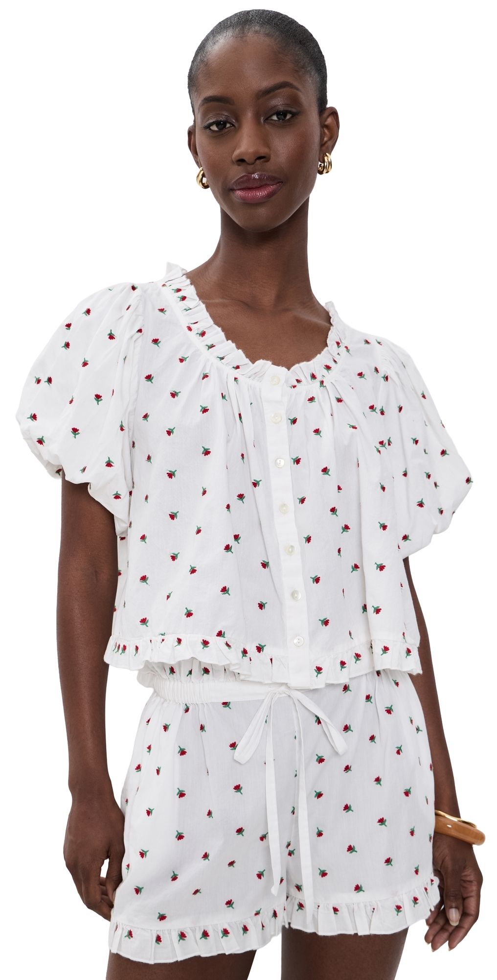 La Maregold The Charlotte Top White Petite Flower XS/S