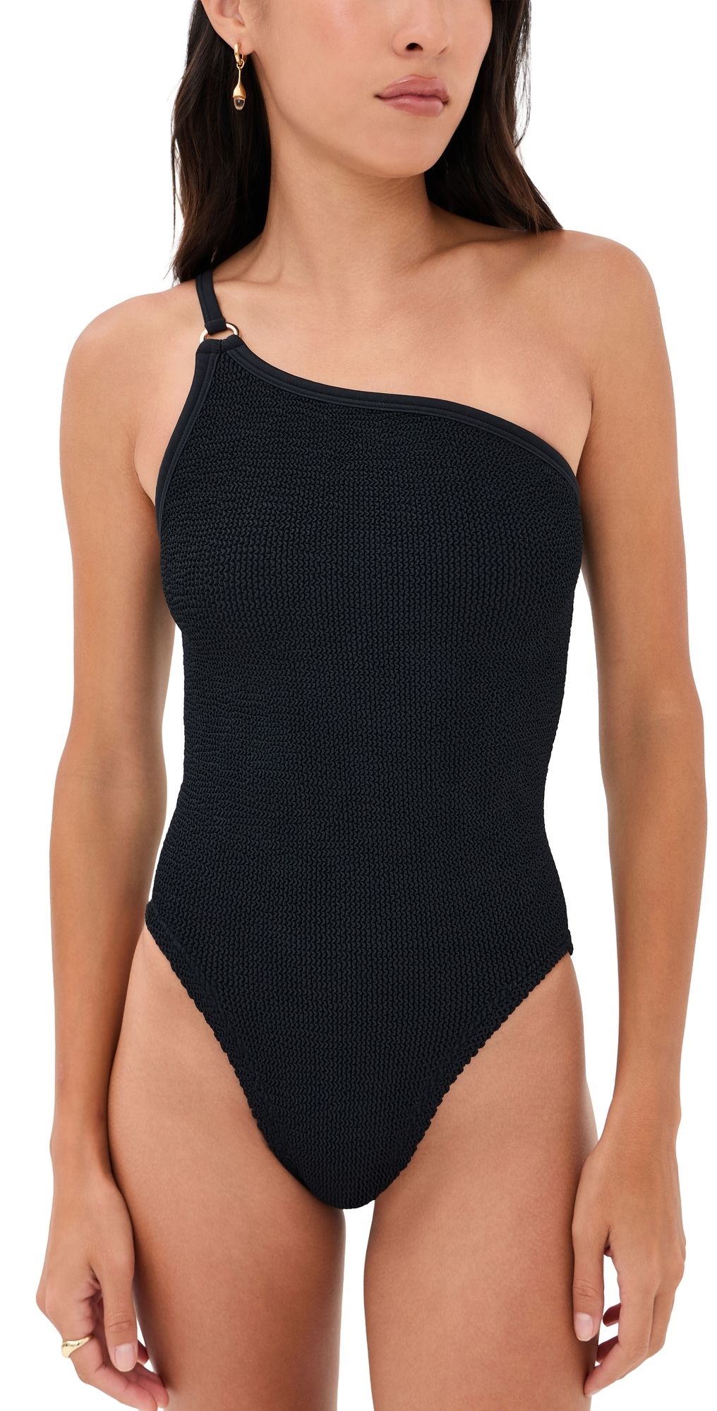 Hunza G One Shoulder Swimsuit Black One Size
