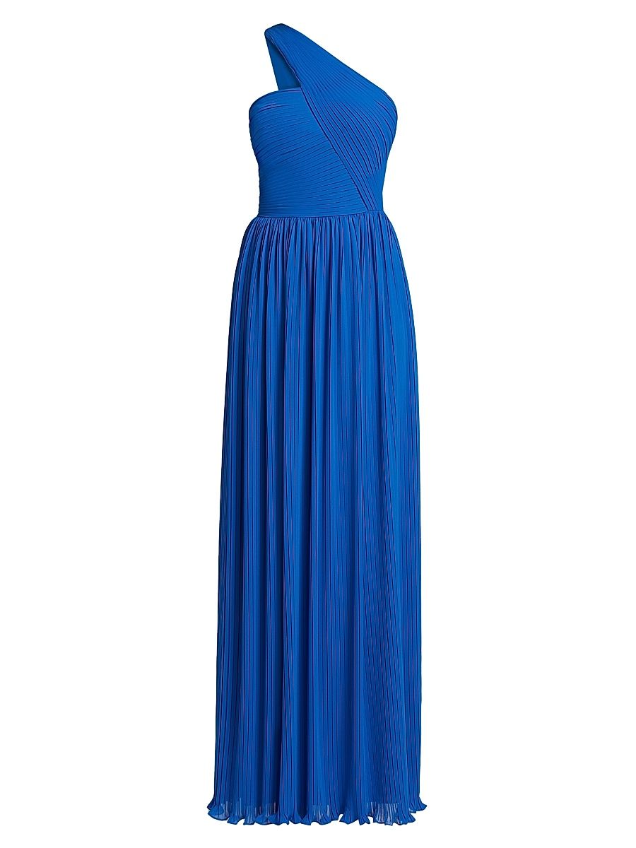Women's Skye One-Shoulder Pleated Gown - Poseidon - Size 12