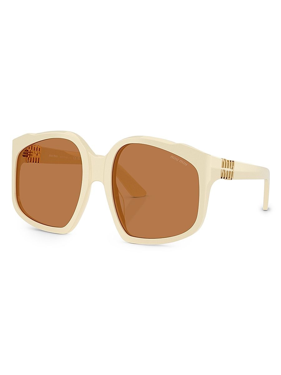 Women's 59MM Square Sunglasses - White Brown