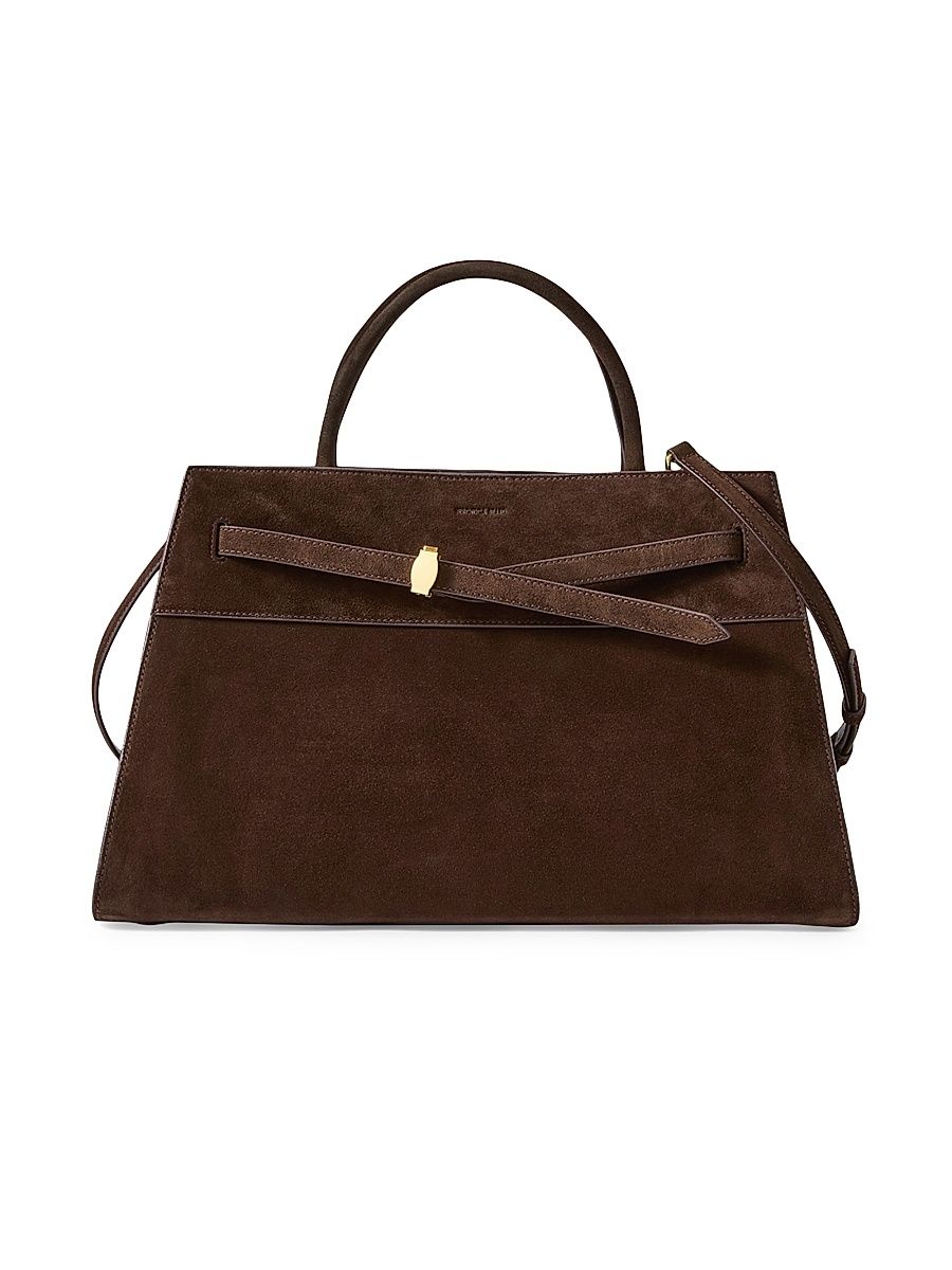 Women's Suede Top Handle Bag - Espresso