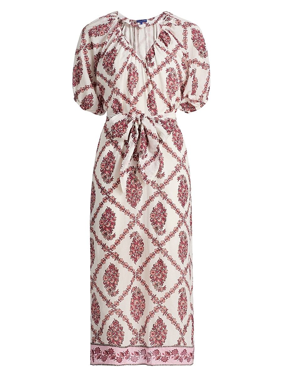 Women's France Floral Cotton Maxi Dress - Pink Dilshan - Size Medium