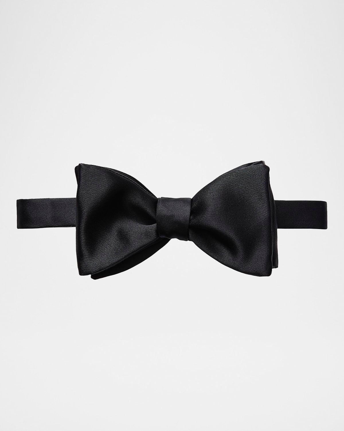 Black Silk Satin Ready-Tied Bow Tie