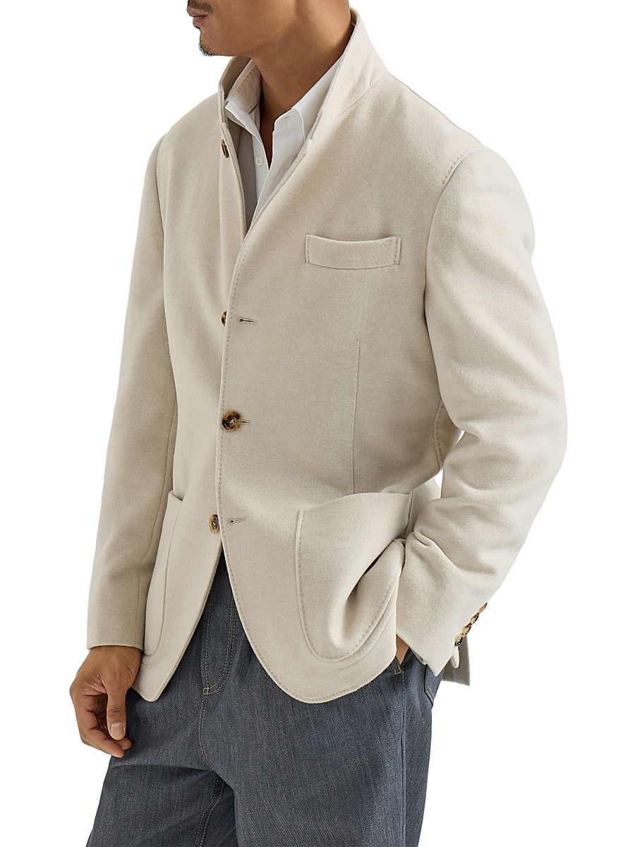 Men's Lightweight Water Resistant Cashmere Outerwear Blazer - Gravel - Size XXXL