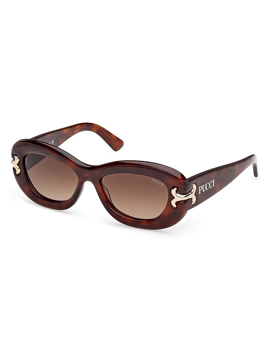 Women's 52MM Oval Sunglasses - Havana Gold Brown