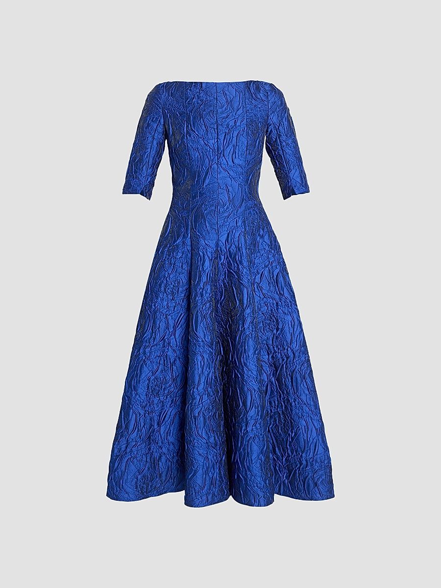 Women's Textured Jacquard Boatneck Cocktail Dress - Enzian - Size 16