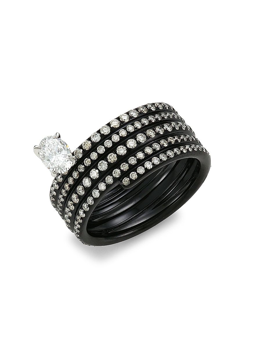Women's Blast 18K Black Gold & Diamond Ring - Size 6