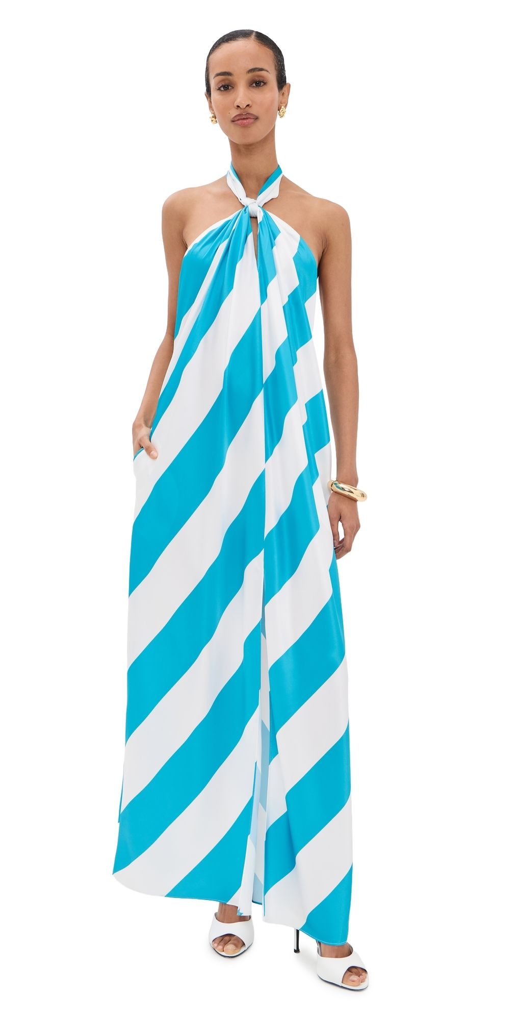 Ronny Kobo Chantell Dress Turquoise Ivory M