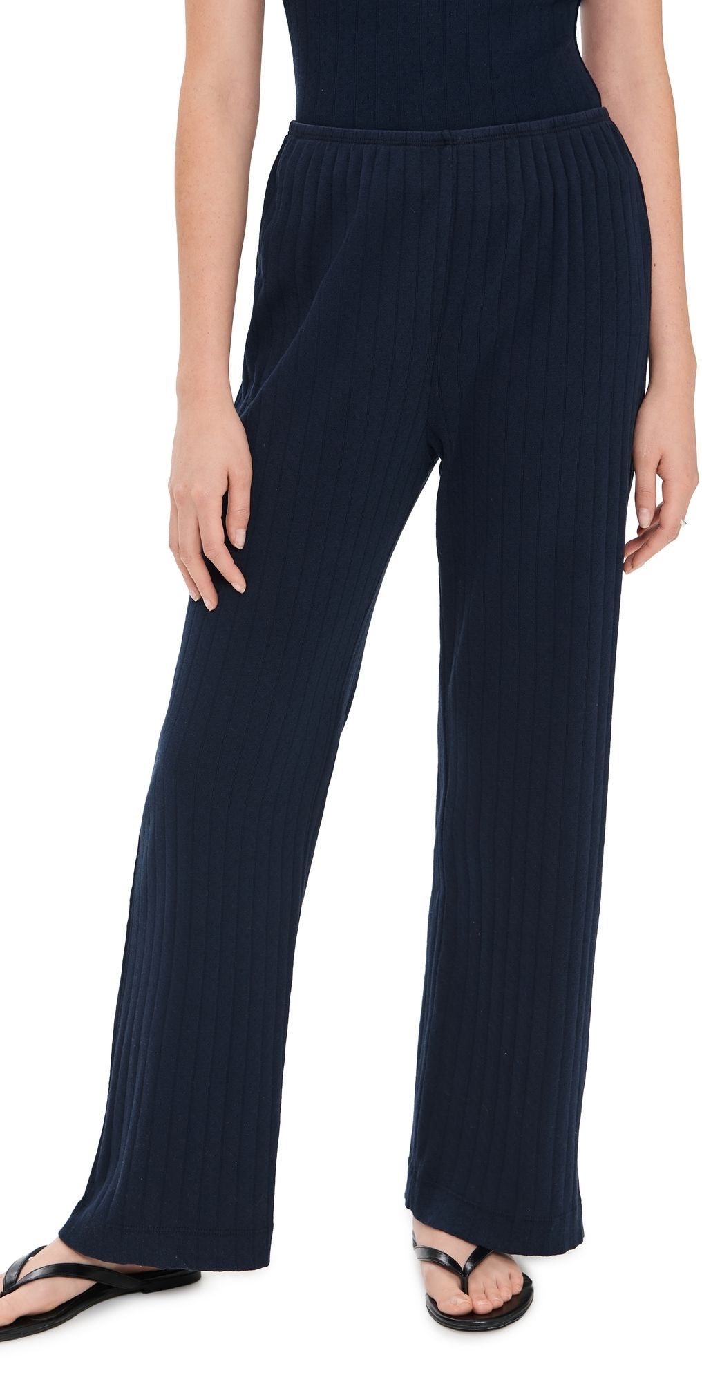 DONNI. The Pointelle Simple Crop Pants Navy L