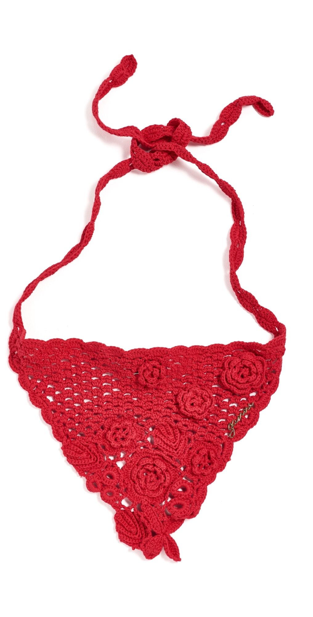 GANNI Crochet Head Scarf Goji Berry One Size