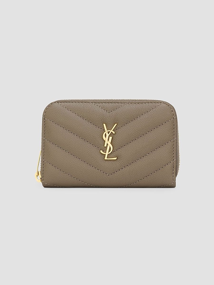 Saint Laurent Women's Cassandre Change Purse in Grain De Poudre Leather - Light Taupe