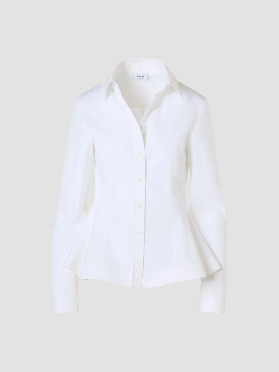 Akris punto Women's Cotton Poplin Peplum Blouse - Cream - Size 14