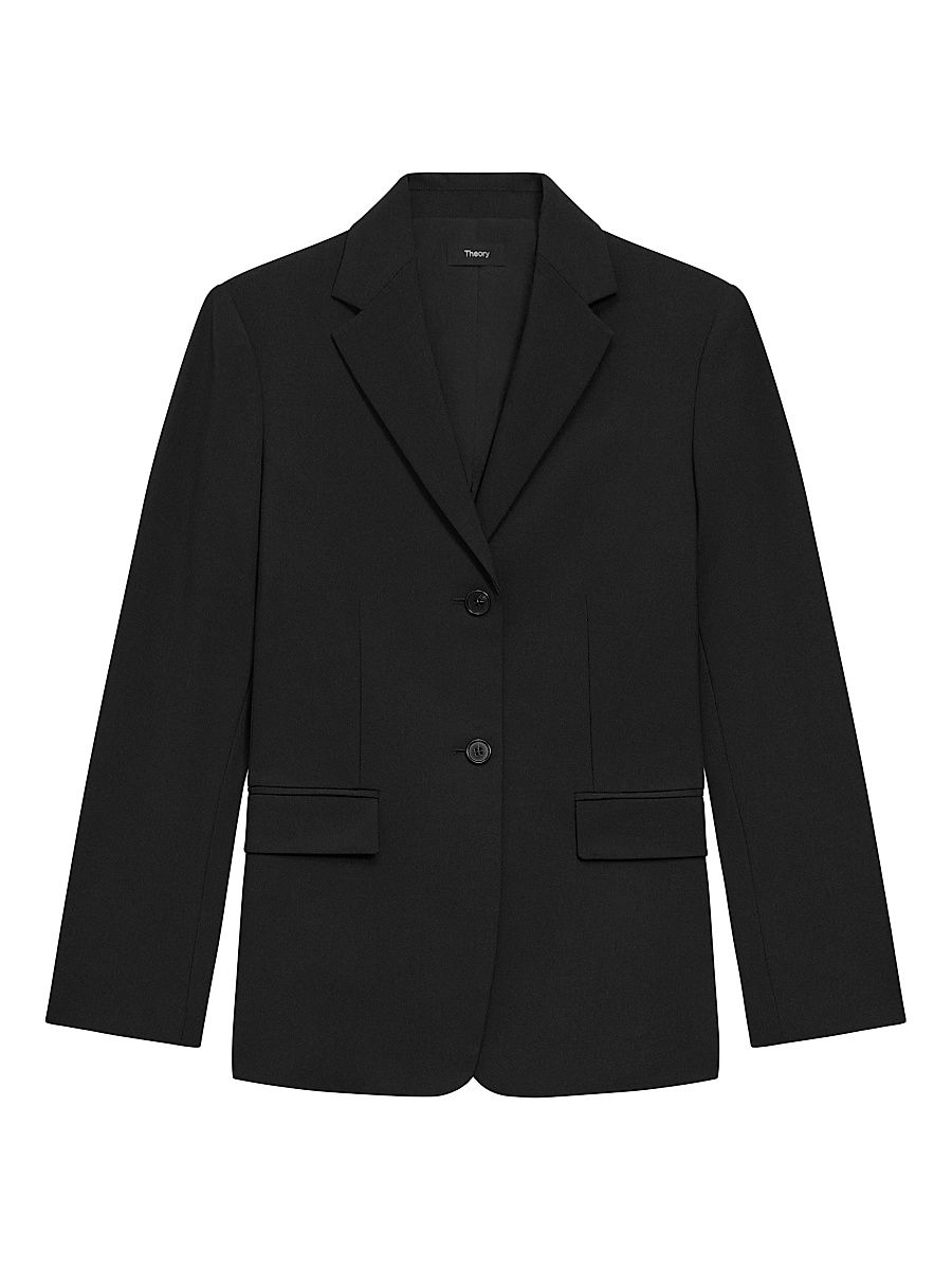 Women's Slim-Fit Wool Blazer - Black - Size 16