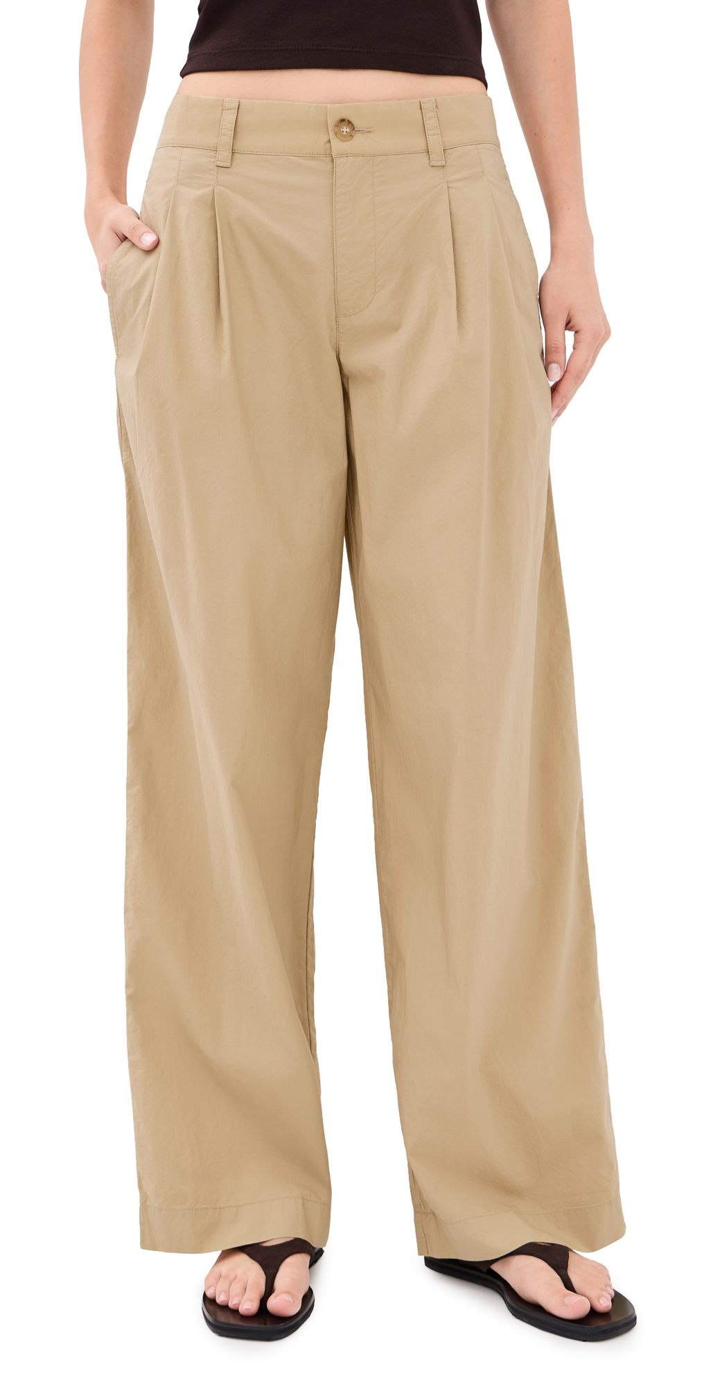Madewell Poplin Pleated Trousers Fennel Seed 6