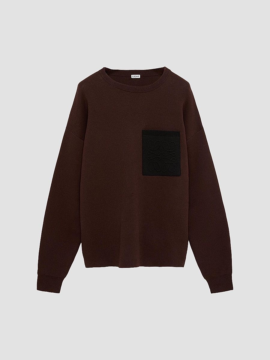 Men's Anagram Pocket Sweater - Dark Brown Black - Size XL