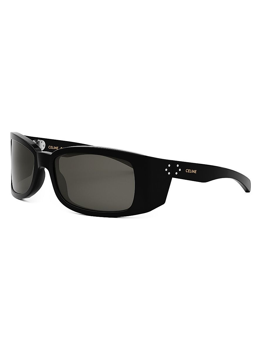 Men's Bold 62MM Mask Sunglasses - Shiny Black Smoke