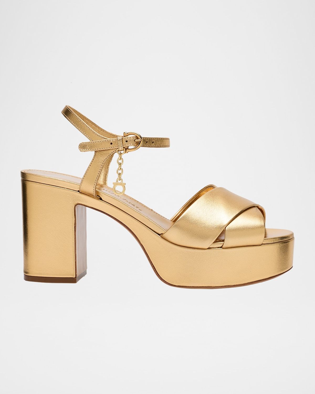 Savia Metallic Leather Platform Sandals