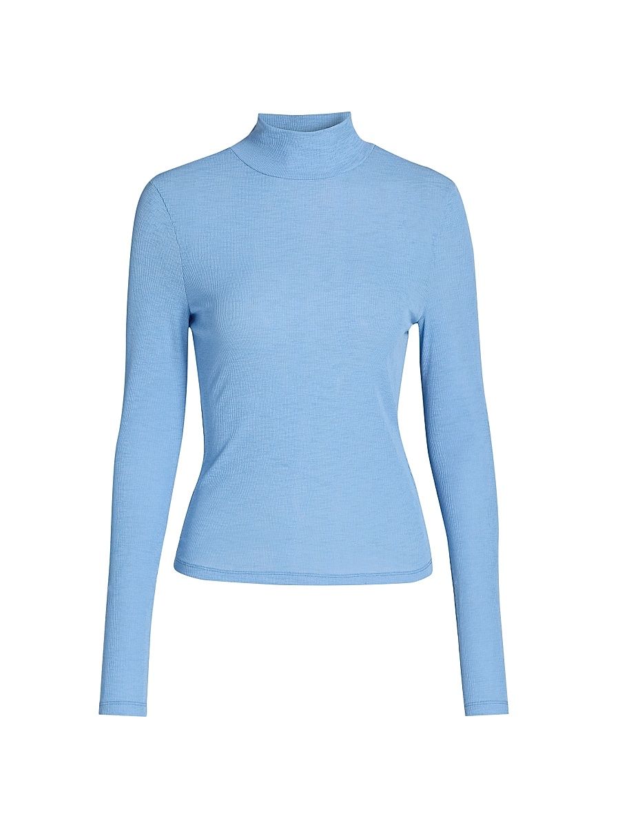 Women's Wyeth Rib-Knit Turtleneck Top - Blue Jasper - Size XL