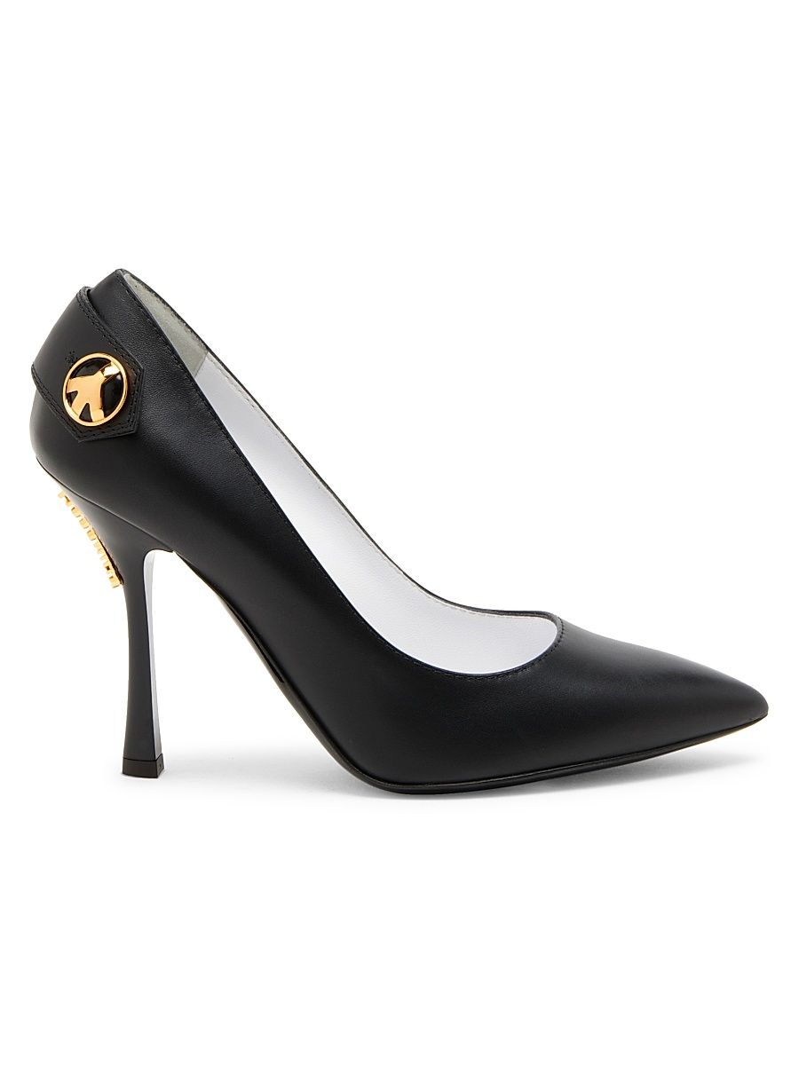 Women's Peace Button 100MM Leather Pumps - Black - Size 8