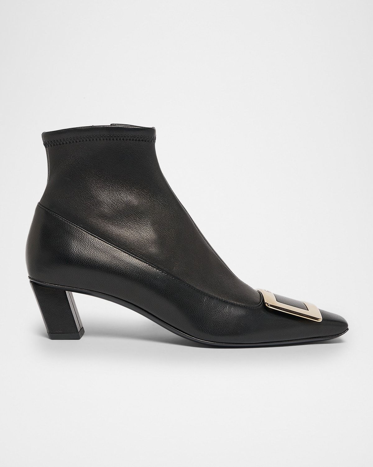 Belle Vivier Buckle Leather Ankle Boots