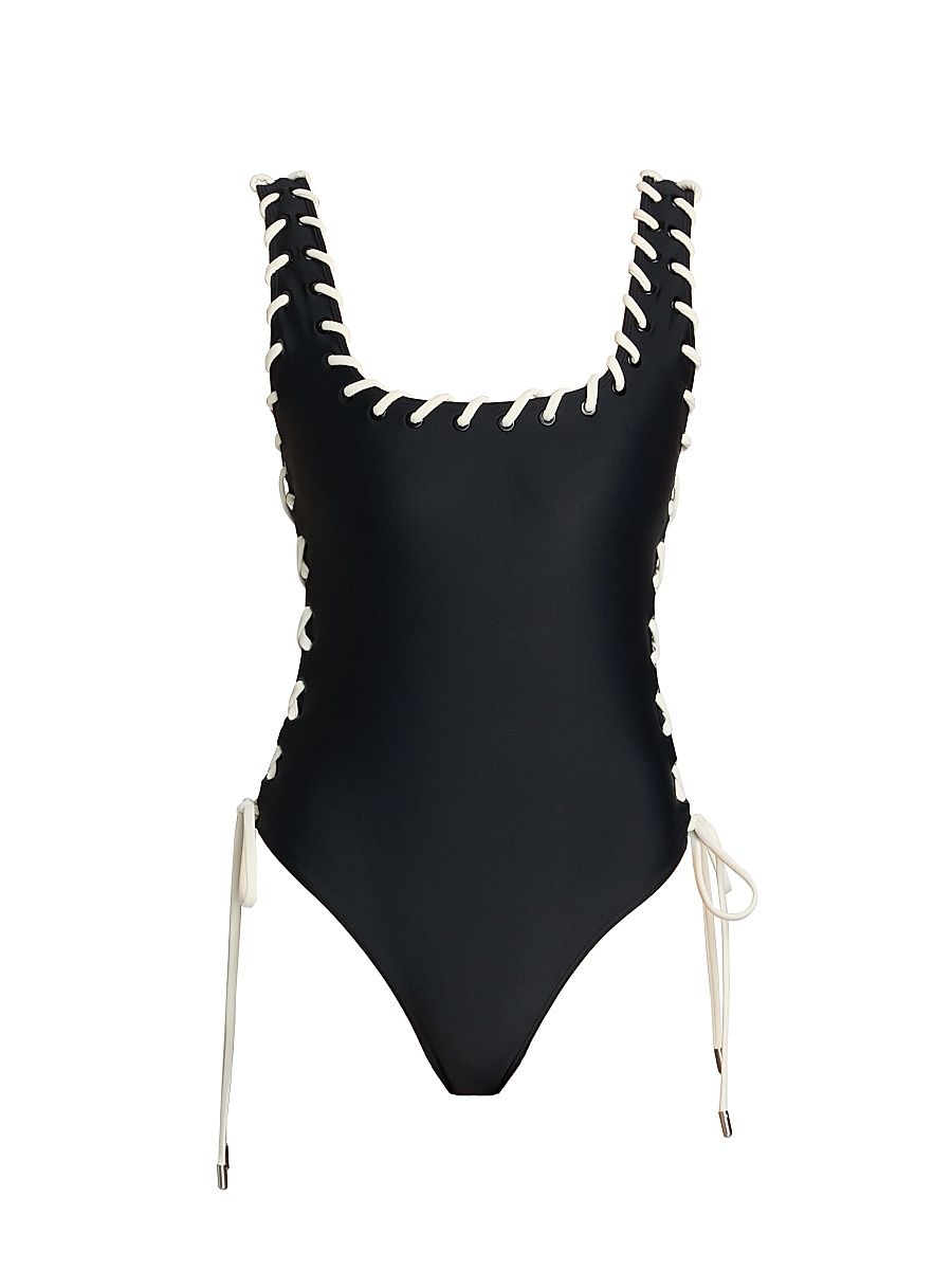 Women's Dayton One-Piece Swimsuit - Black White - Size Large