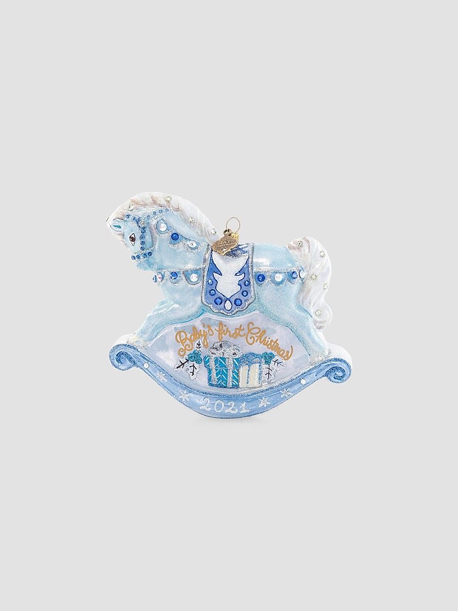 Baby's 1st Rocking Horse Glass Ornament