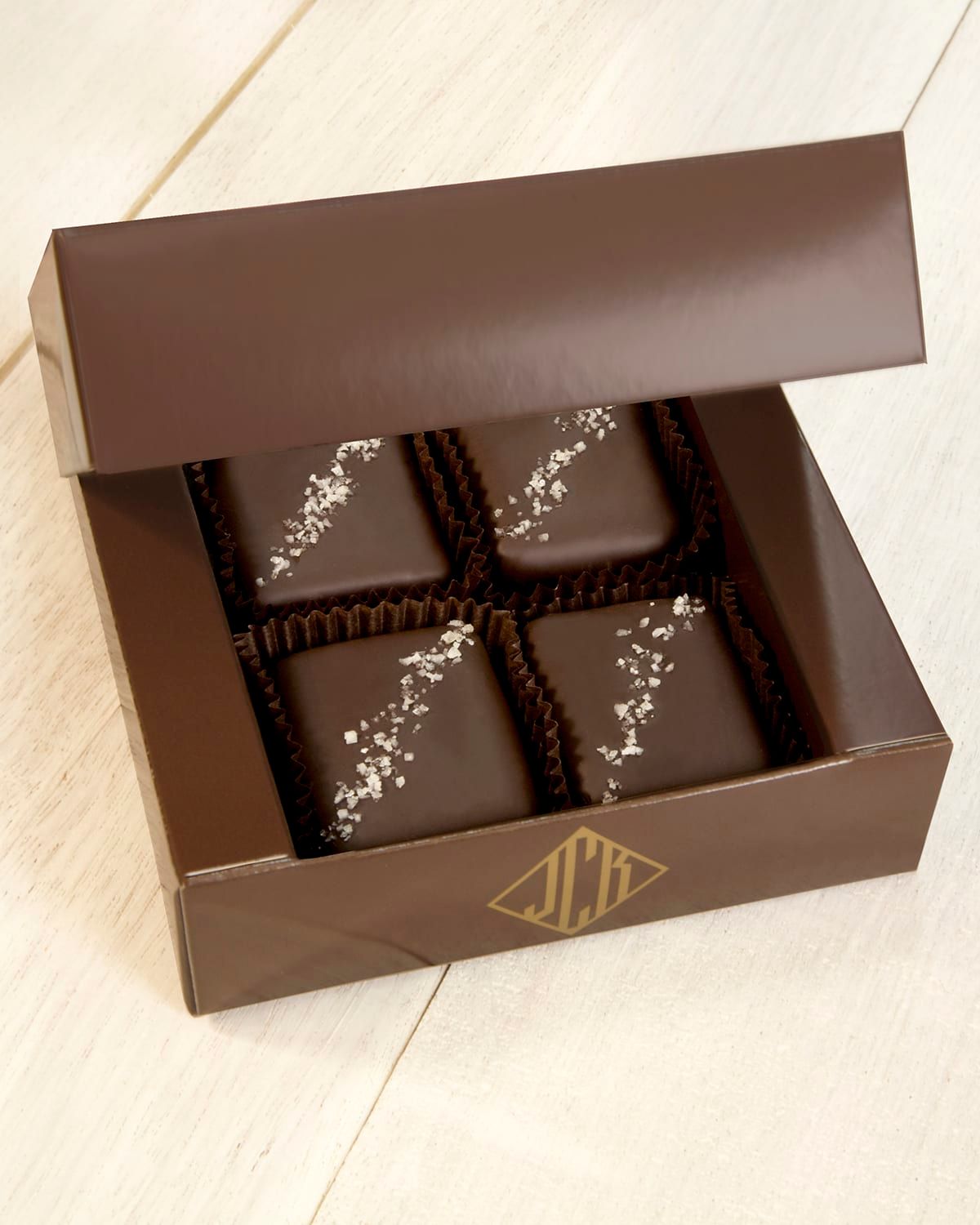 4-Piece Dark Chocolate With French Grey Sea Salt Truffle Fudge Bites