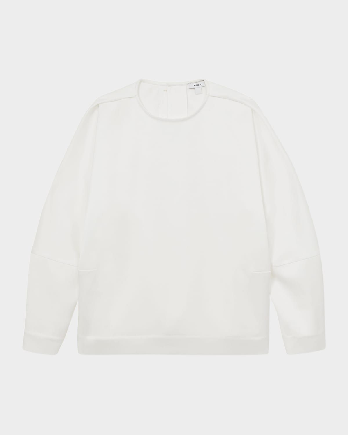 Natalia Satin Button-Back Long-Sleeve Top