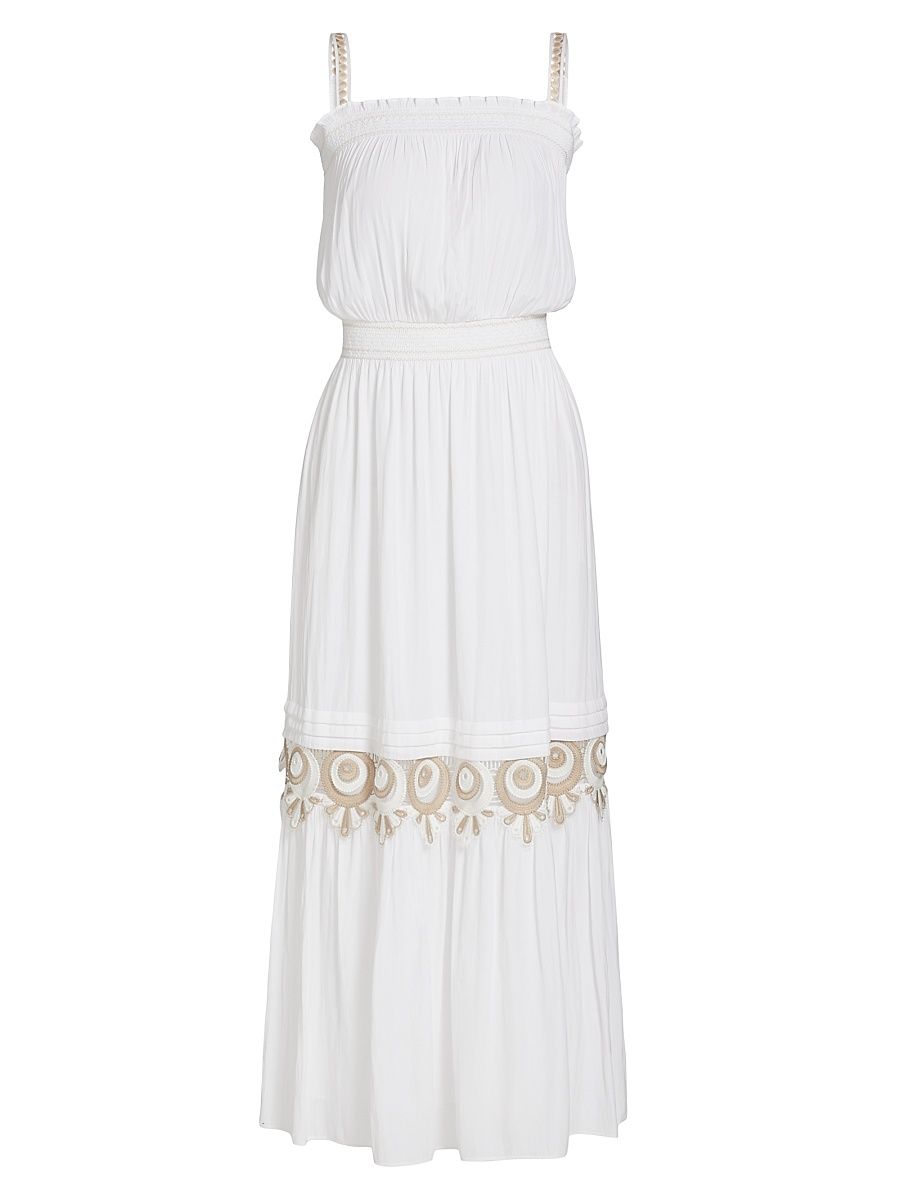 Women's Catalina Embroidered Maxi Dress - Ivory - Size Medium