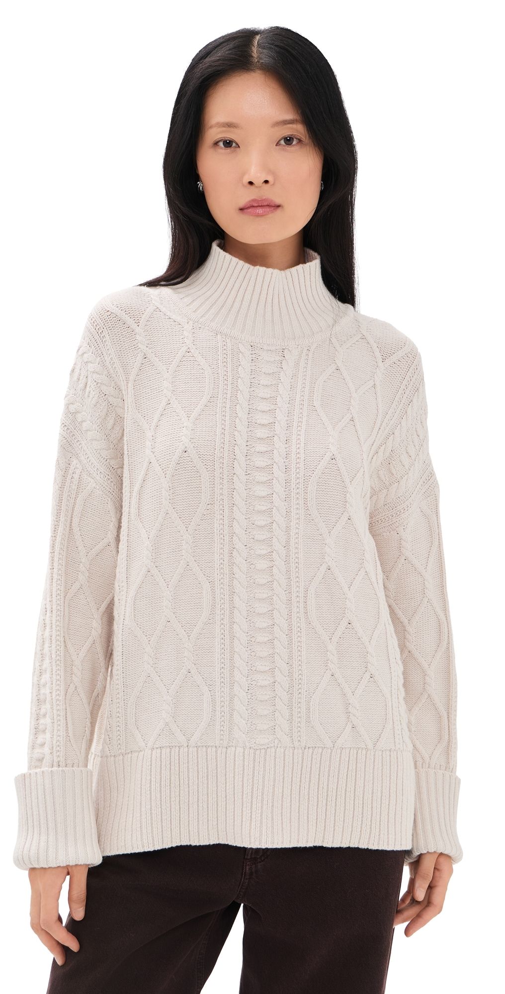 Splendid x @Cellajaneblog Cable Turtleneck Sweater Porcelain M