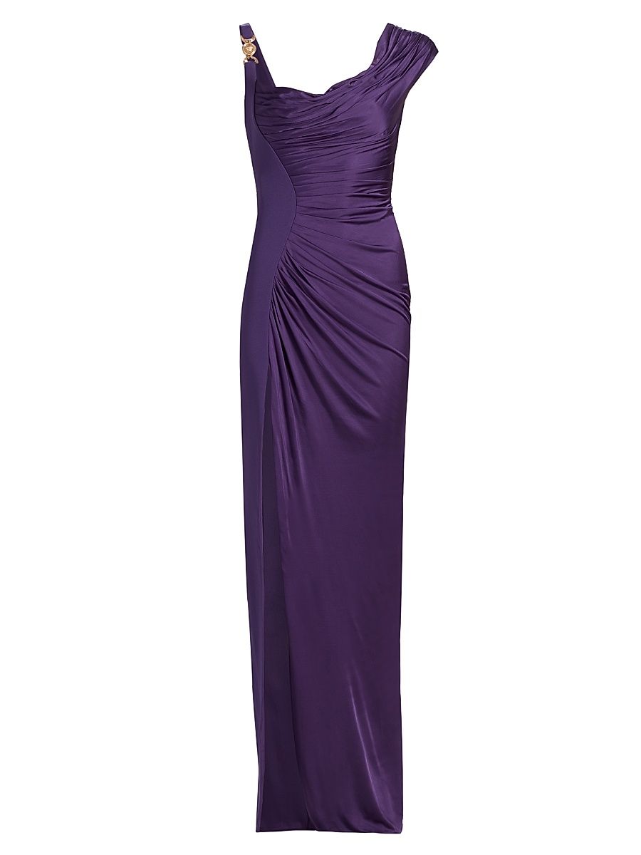 Women's Gathered Jersey Column Gown - Blackberry - Size 12