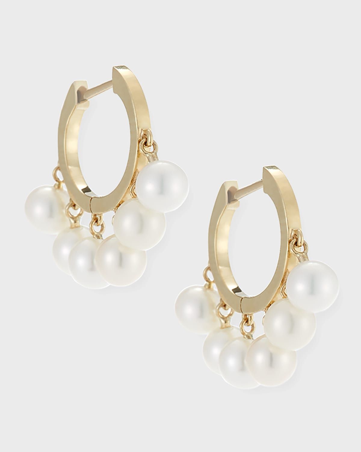 Pearl Tassel Huggie Hoop Earrings