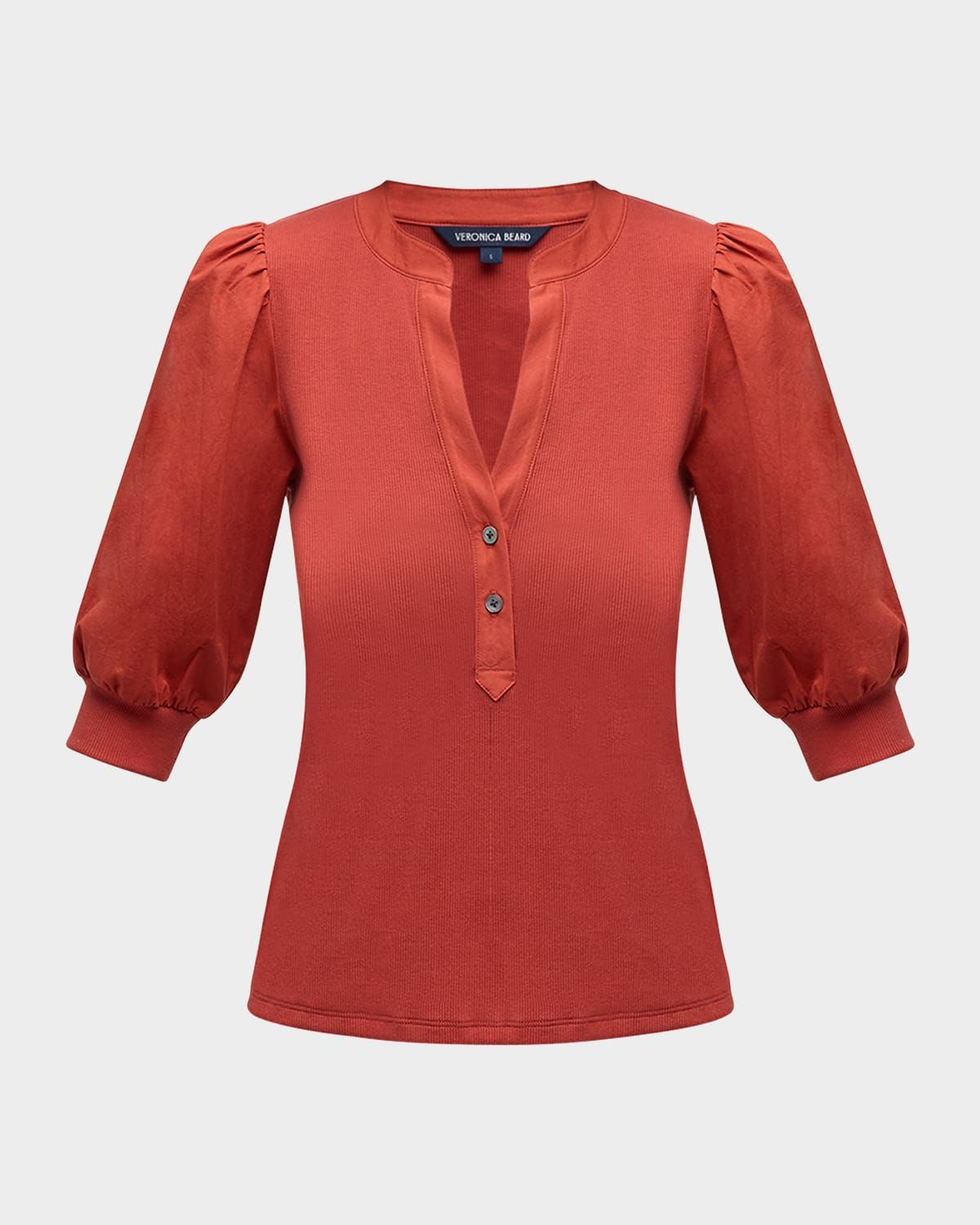 Coralee Puff Sleeve Button-Front Top