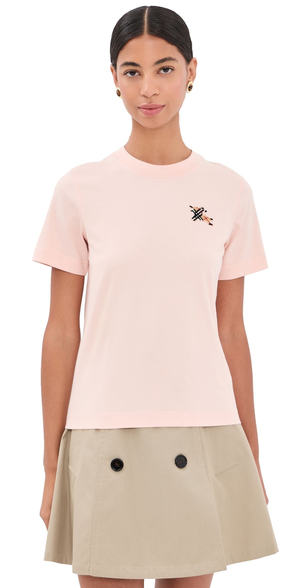 Burberry Frankie Tee Compact Pink With Sand Check L