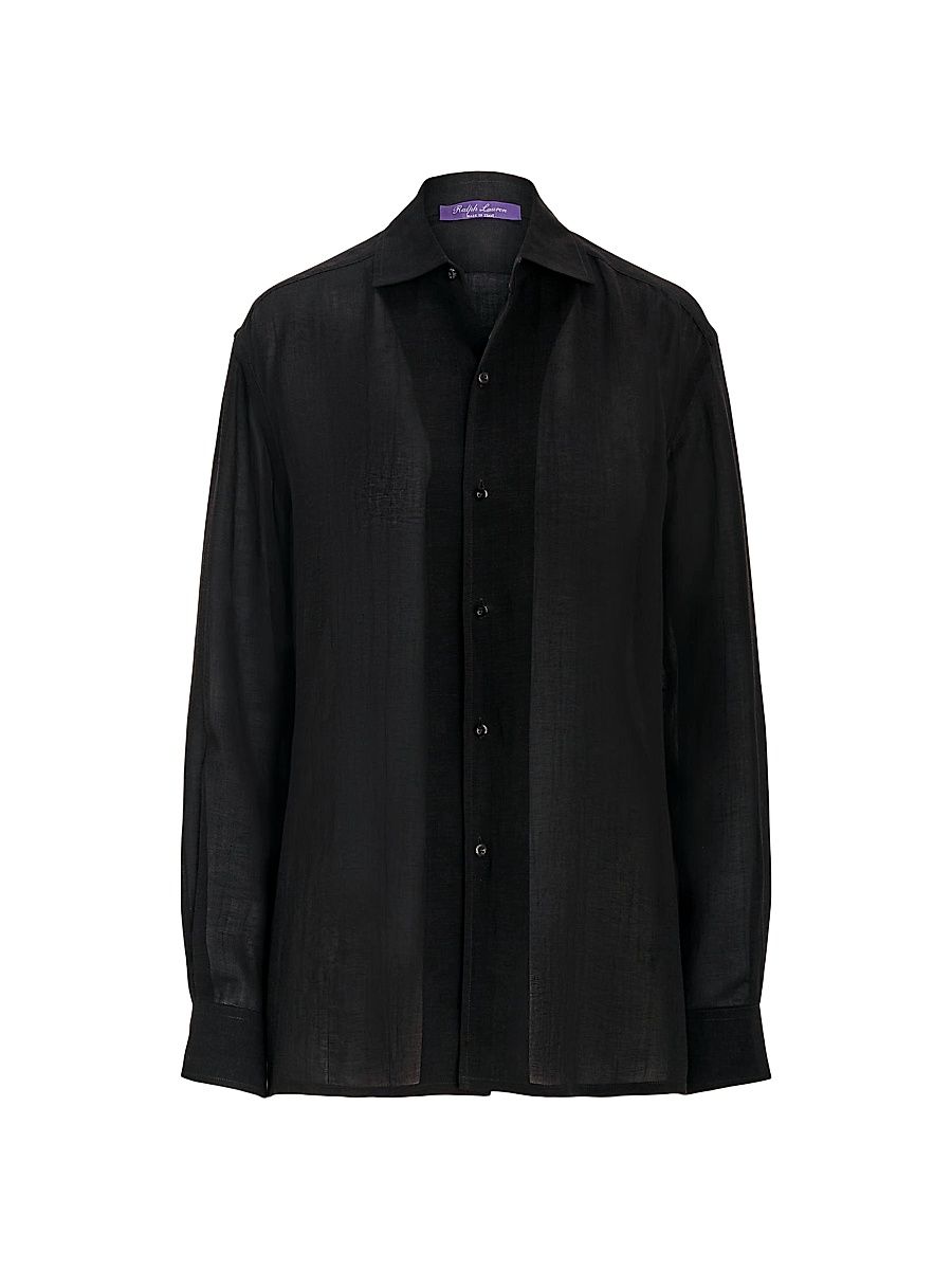 Women's Capri Linen Voile Button-Up - Black - Size 4