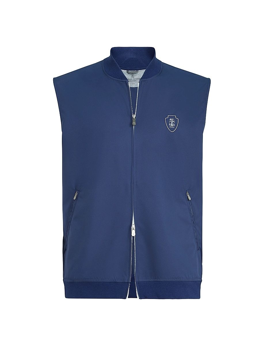 Men's Nylon Vest with Logo - Avio Blue - Size XXS