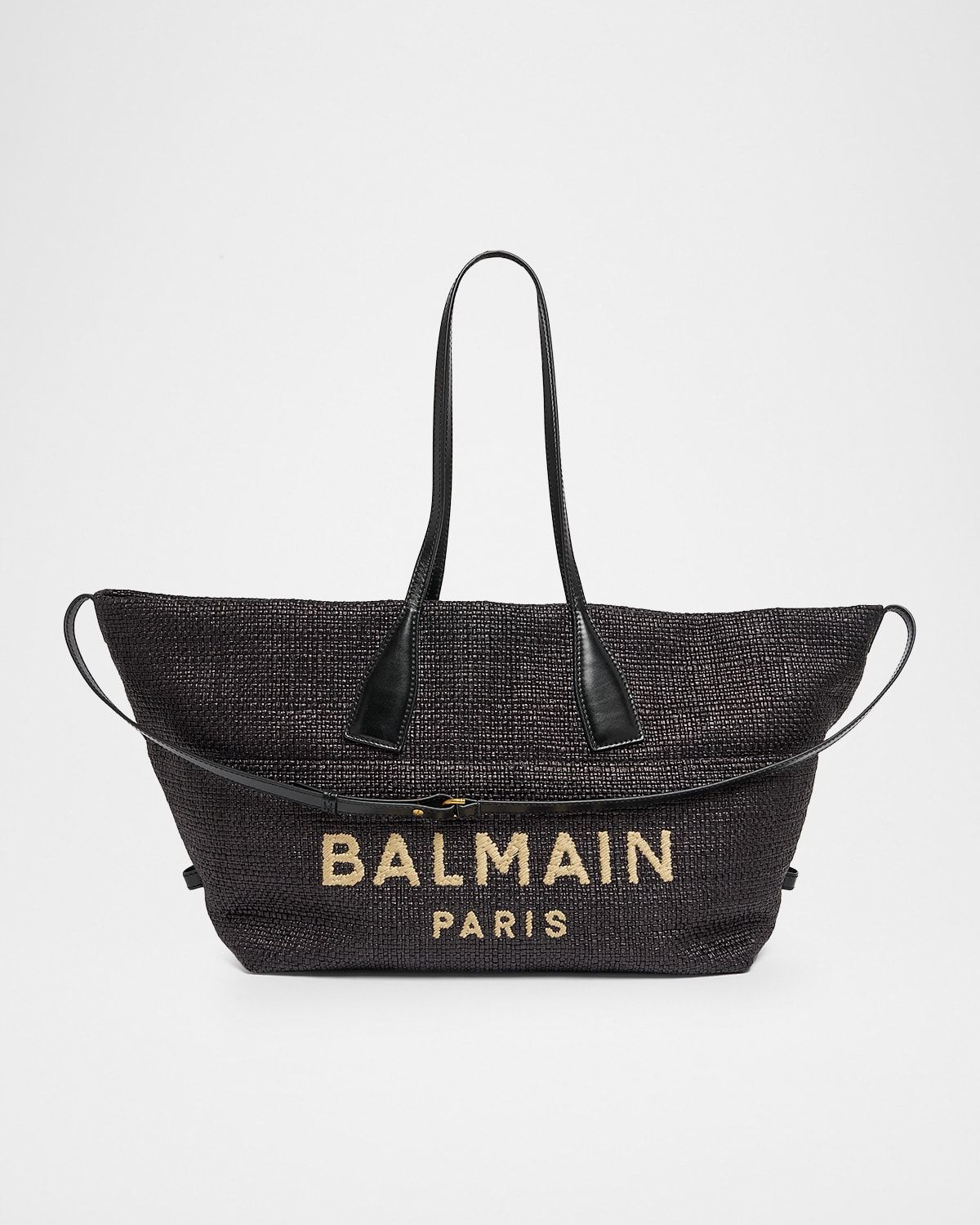Track Logo-Embroidered Tote Bag in Raffia