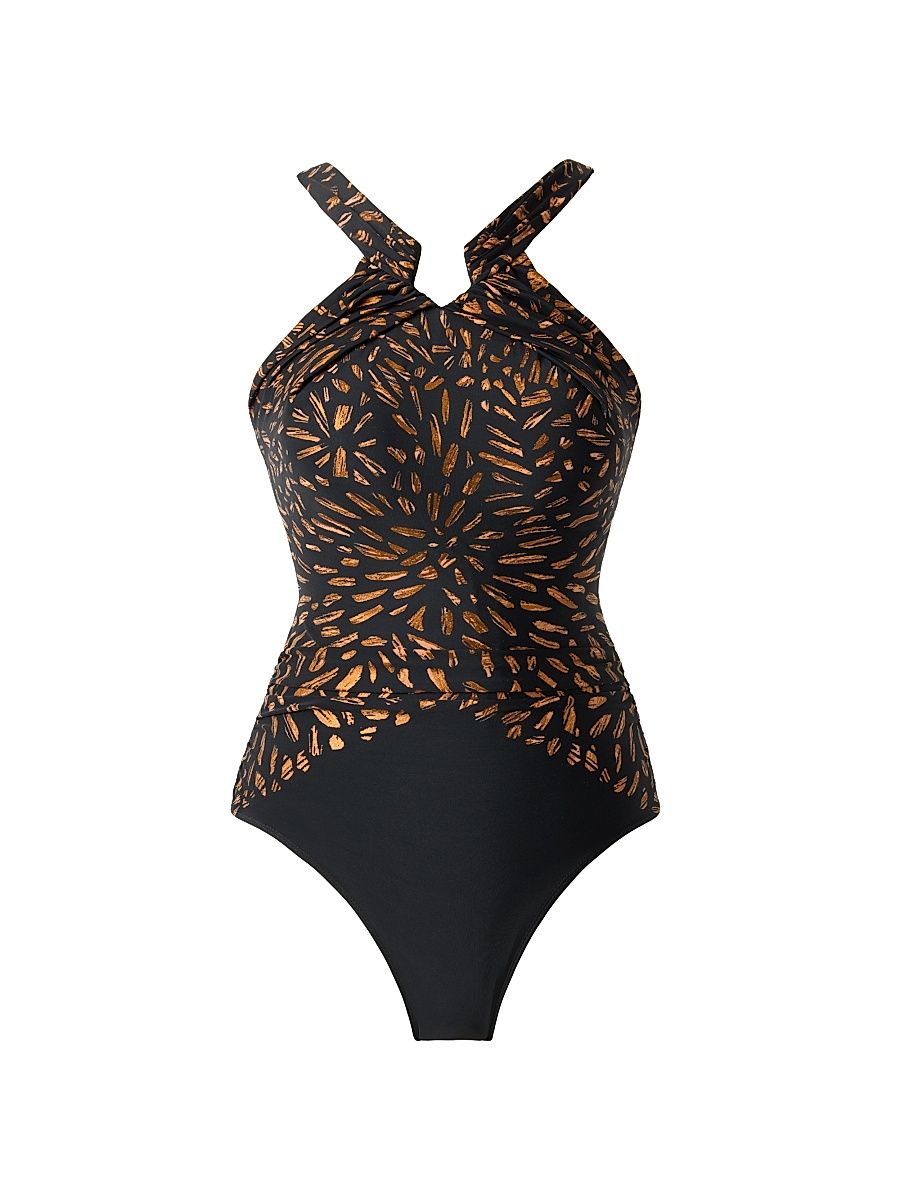 Women's Costa D'oro Aphrodite Patterned Swimsuit - Black - Size 16