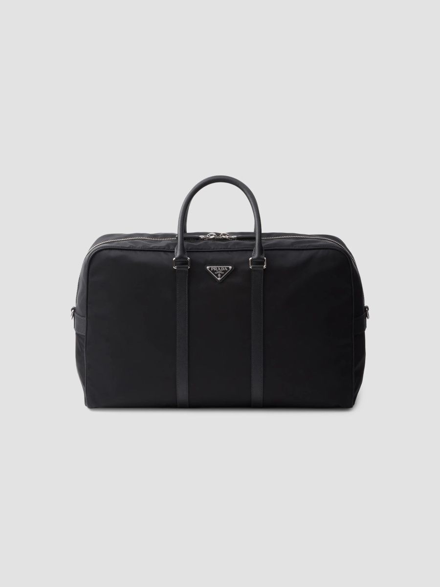 Prada Men's Re-Nylon and Saffiano Leather Duffel Bag - Black