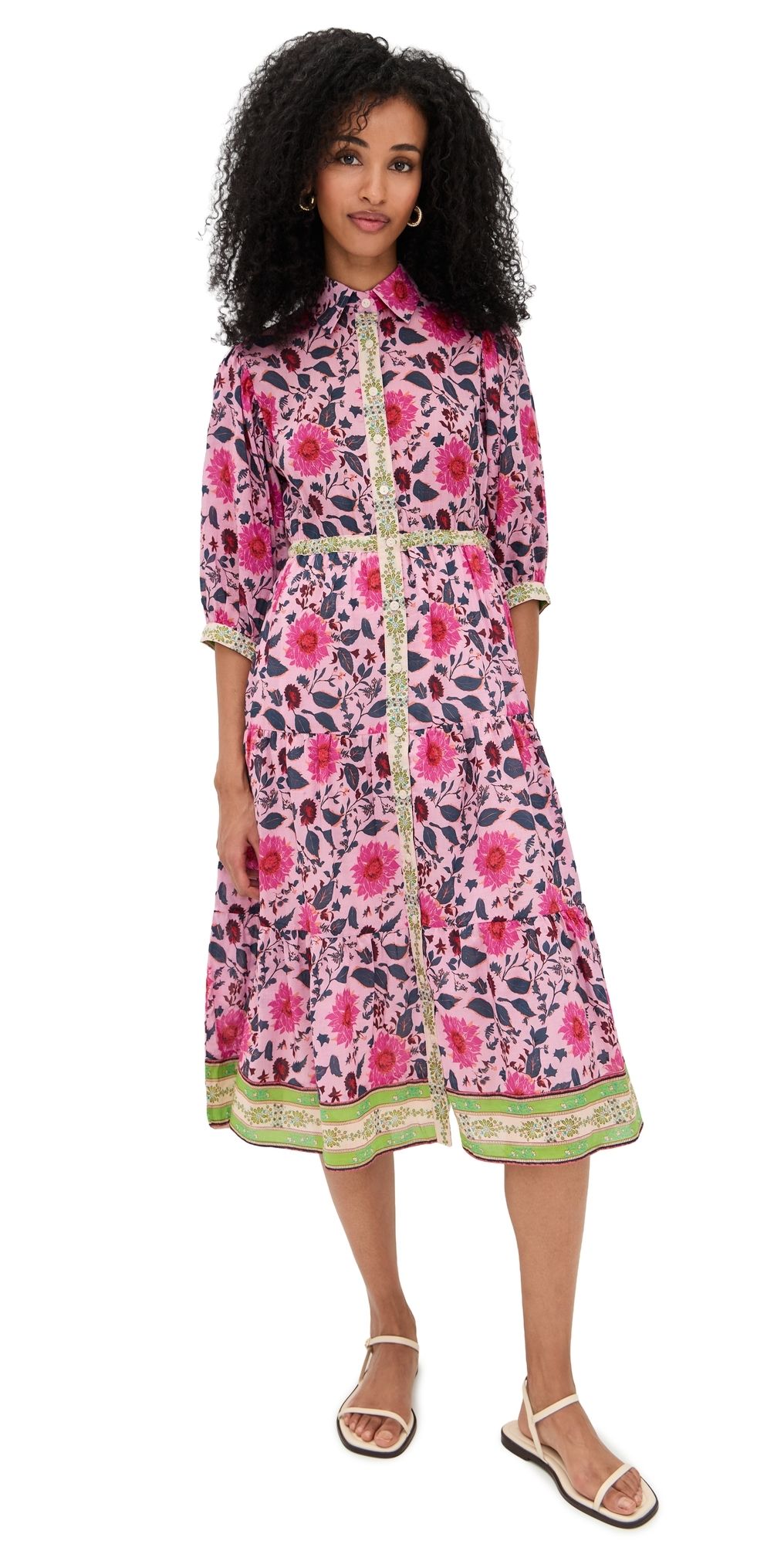 Bell Blair Midi Dress Fuchsia/Teal Floral XS