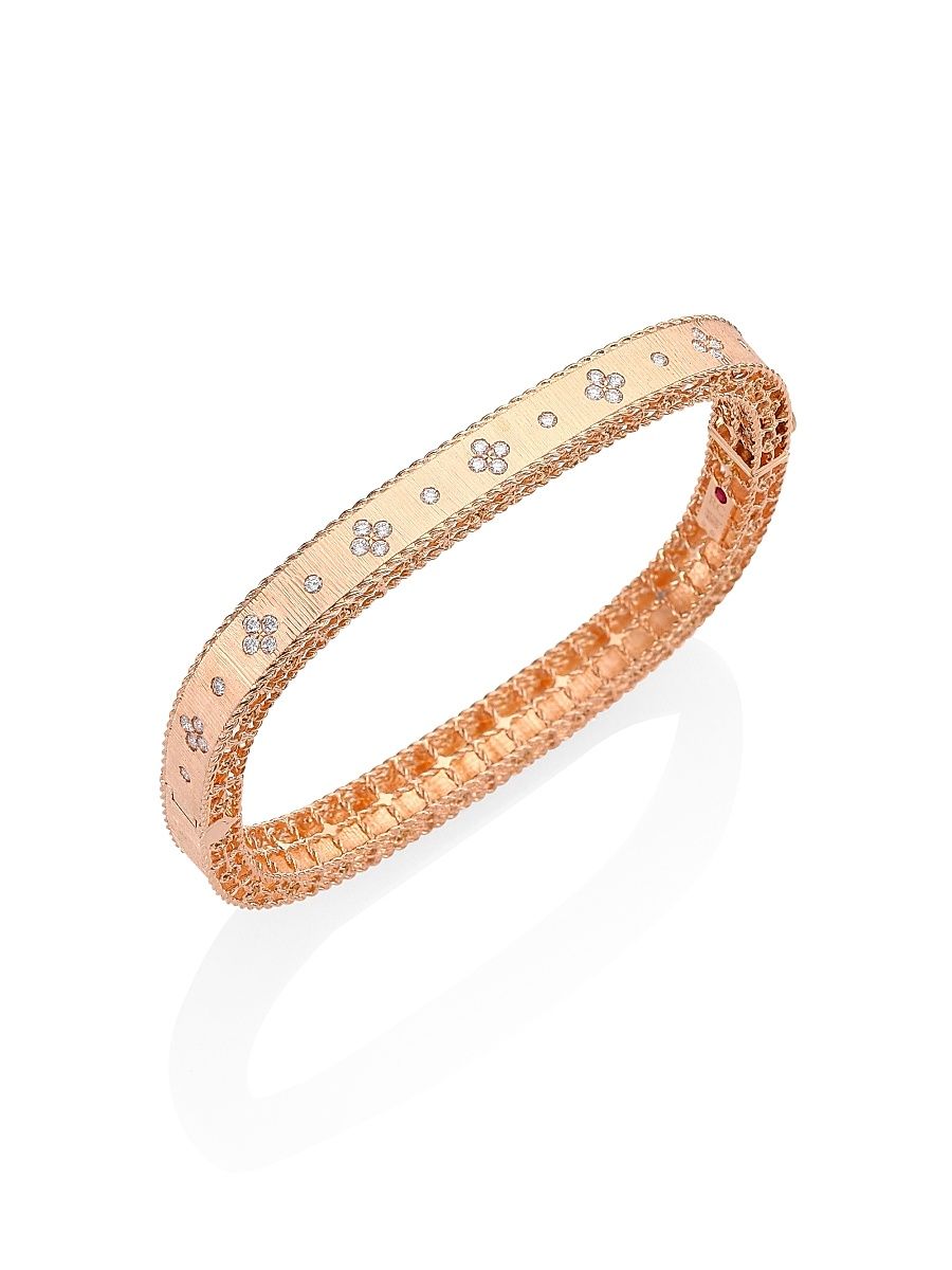 Women's Princess 18K Rose Gold & 0.48 TCW Diamond Square Bangle - Rose Gold