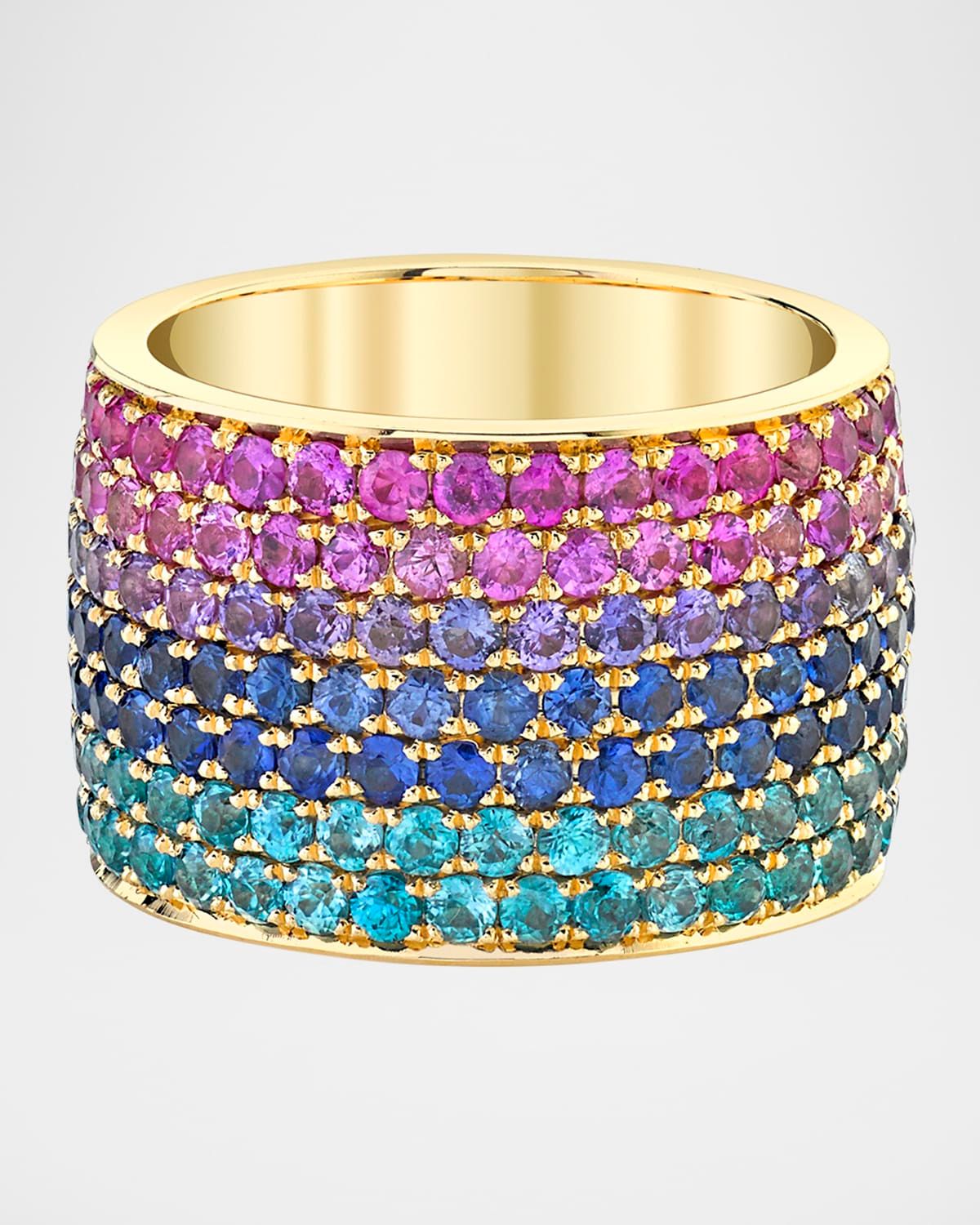 California Ombre Sapphire and Topaz Ring in 18K Yellow Gold