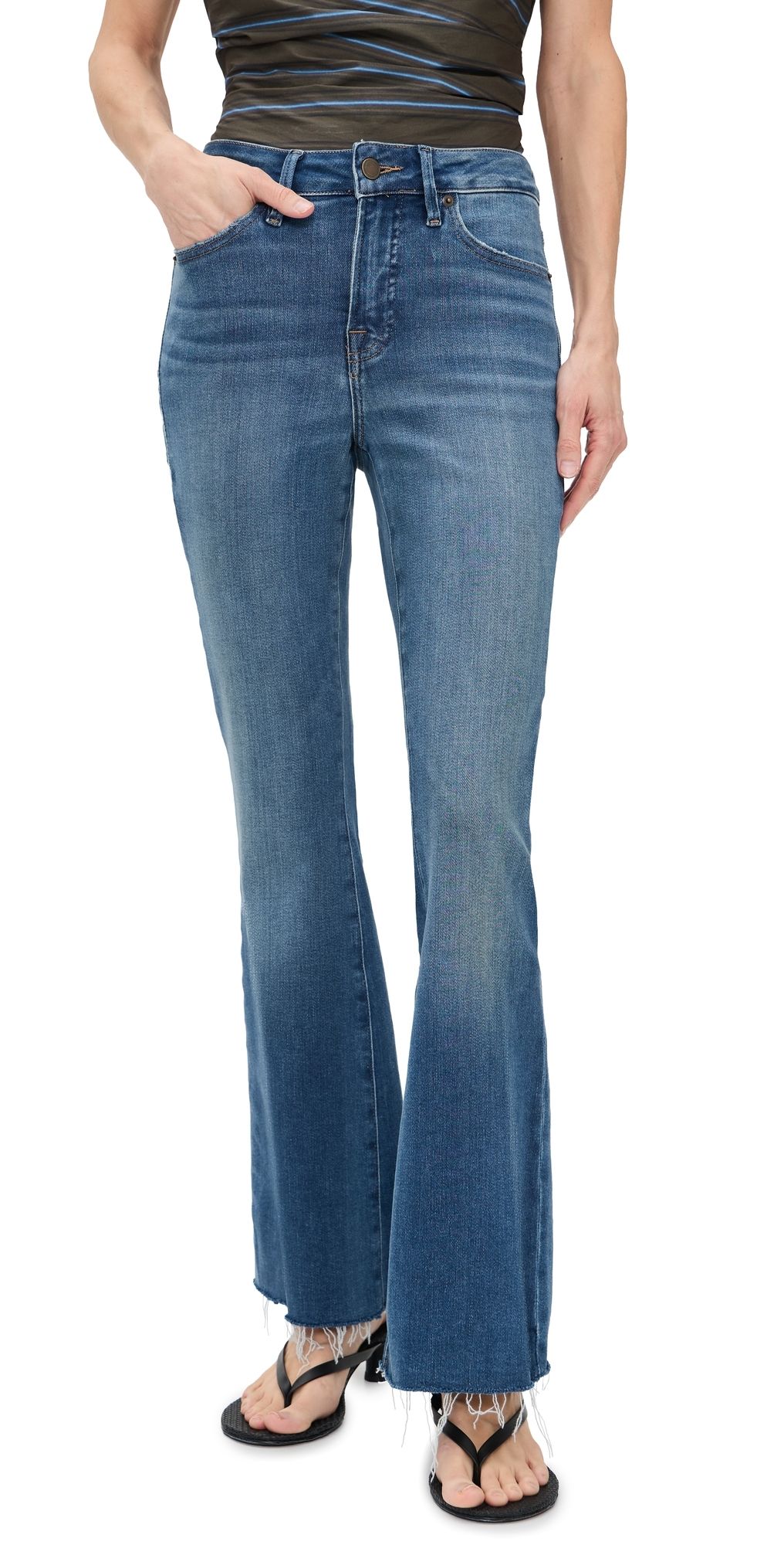 Good American Good Petite Flare Jeans Indigo1211 10
